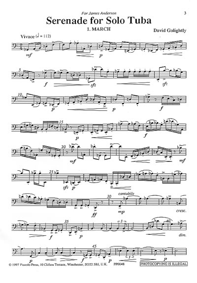 Music sample for Serenade for Solo Tuba